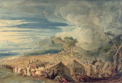 Mozes scheidt de wateren van de Rode Zee door John Martin